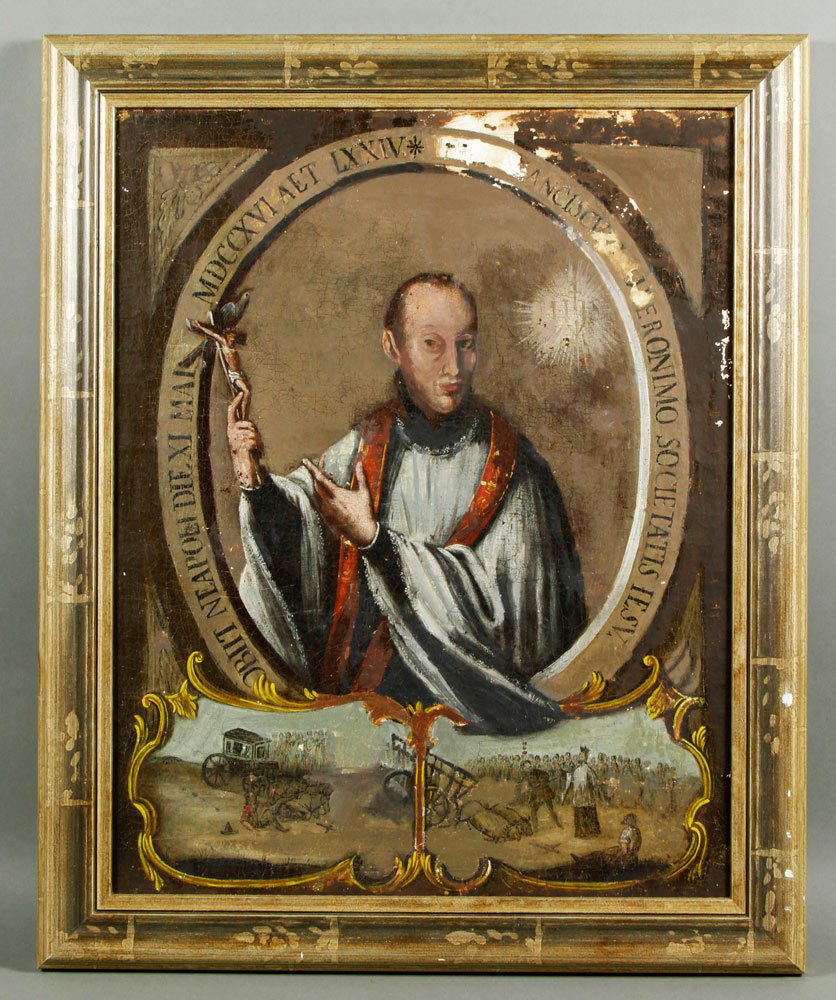 Unsigned, Religious Figure, O/C: Unsigned, Religious Figure, Early 19th Century, oil on canvas, 19''h x 14 3/4''w, framed 22''h x 18''w. Provenance: Estate of Alexander Brook.