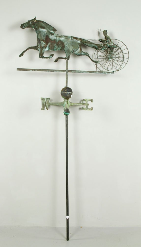 Copper Horse and Sulky Weathervane
