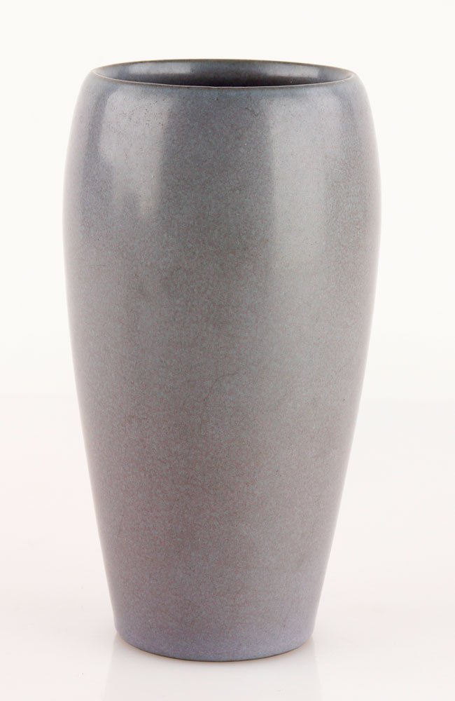 Marblehead Pottery Bulbous Form: Marblehead Pottery bulbous form, light blue, signed on bottom, 7"h. Provenance: MA estate.