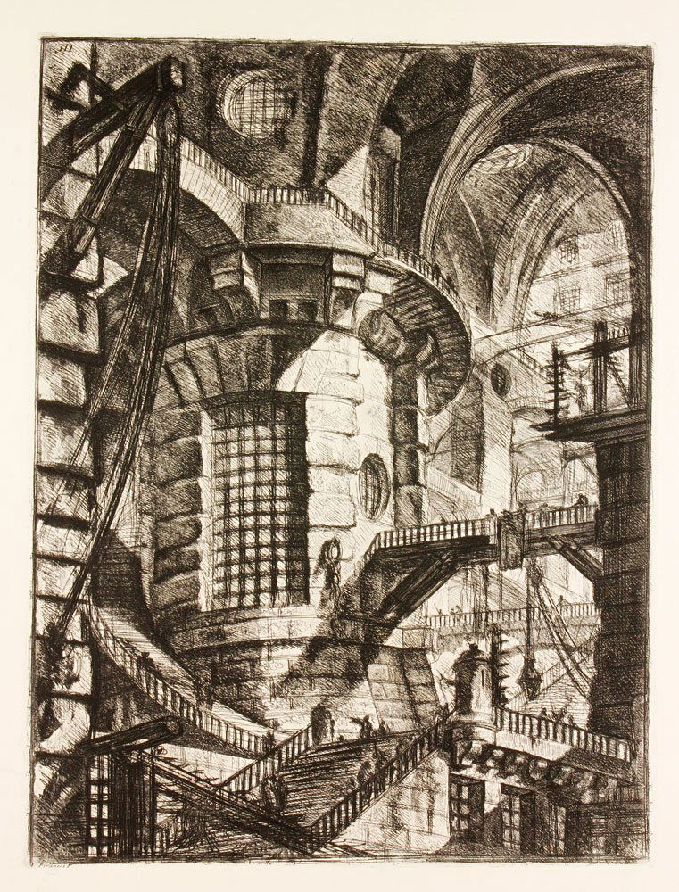 Piranesi, Prison (Carceri) Series, "The Round Tower",: Giovanni Battista Piranesi (Italian 1720-1778), "III The Round Tower", one etching from The Prisons (Carceri d'invenzione or 'Imaginary Prisons'), a series of 16 prints produced in first and second st