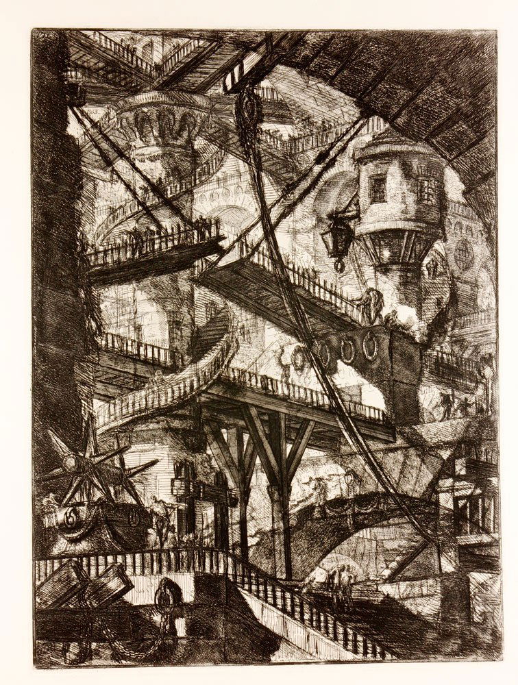 Piranesi, Prison (Carceri) Series, "The Drawbridge",: Giovanni Battista Piranesi (Italian 1720-1778), "VII The Drawbridge", one etching from The Prisons (Carceri d'invenzione or 'Imaginary Prisons'), a series of 16 prints produced in first and second sta