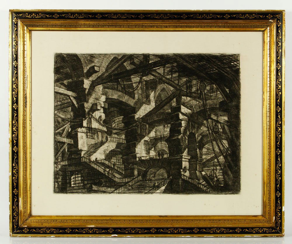 Piranesi, Prison (Carceri) Series, "The Gothic Arch",: Giovanni Battista Piranesi (Italian 1720-1778), "XIV The Gothic Arch", one etching from The Prisons (Carceri d'invenzione or 'Imaginary Prisons'), a series of 16 prints produced in first and second st