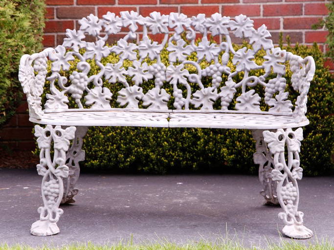 White Metal Garden Bench