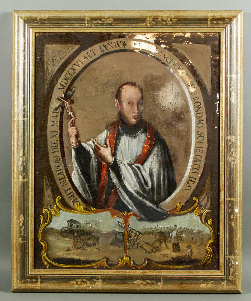 Unsigned, Religious Figure, O/C: Unsigned, Religious Figure, Early 19th Century, oil on canvas, 19''h x 14 3/4''w, framed 22''h x 18''w. Provenance: Estate of Alexander Brook.