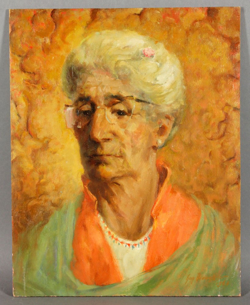 Lot of Three Portraits by G. B. Wiser: Lot of three G. B. Wiser portraits, signed, two oil on board, one oil on canvas, all unframed, largest 20" x 16".