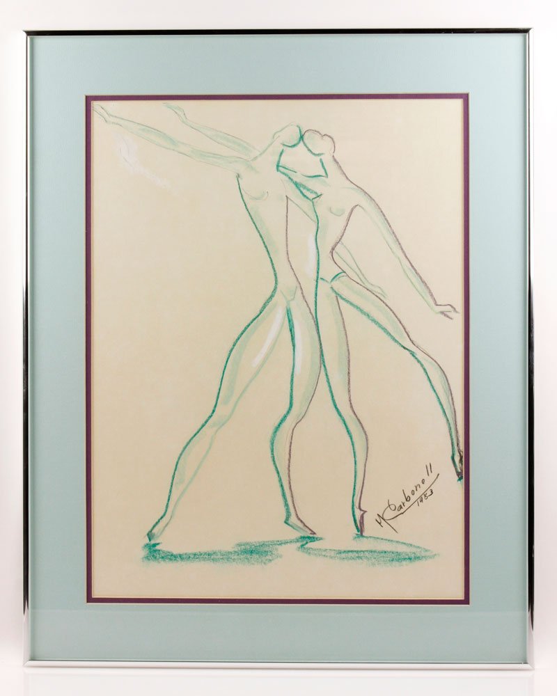 Carbonell, Untitled, Chalk Pastel: Manuel Carbonell (1918-2011), untitled, chalk pastel on paper, signed and dated lower right "Carbonell 1983," 17 1/2" h x 23 1/2" w (view), 24" h x 30" w (frame). Provenance: From a Great Neck, NY est