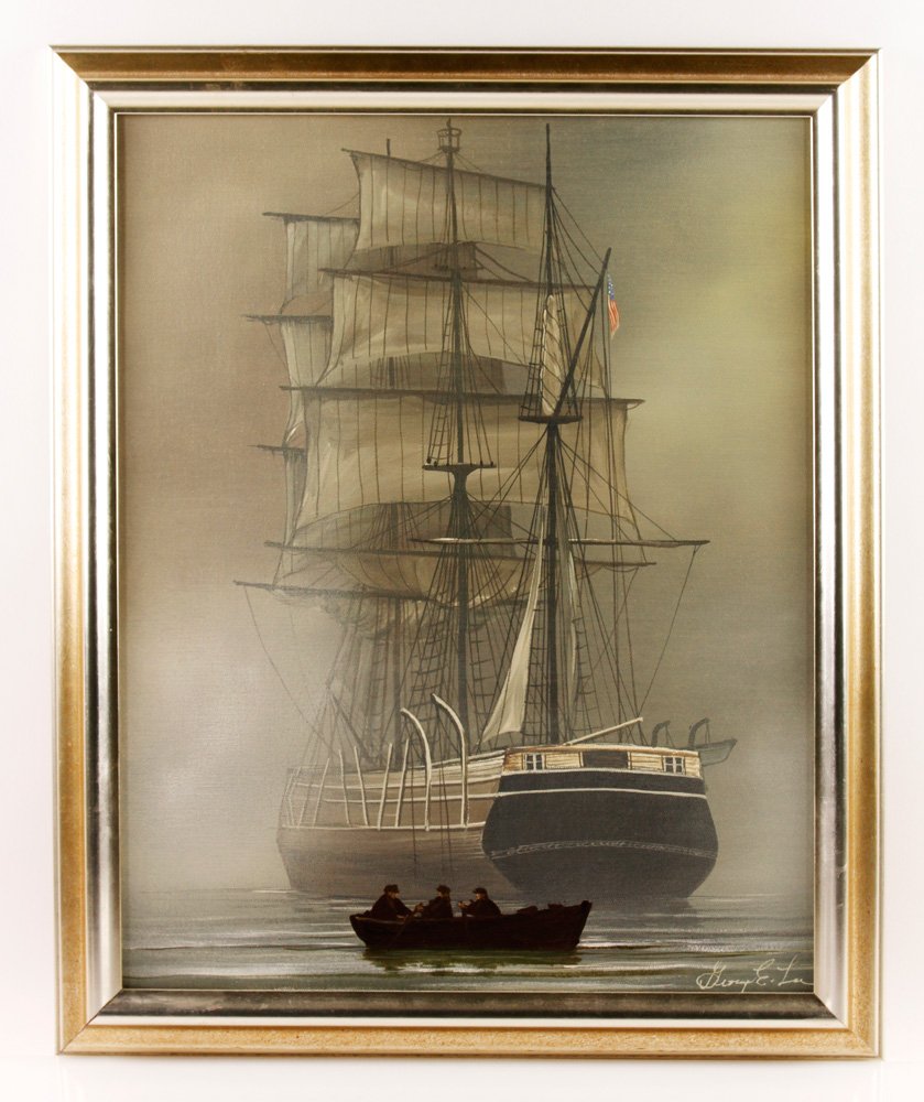 Lee, "#SW511," O/C: George E. Lee (American, 1925 - 1998), "#SW511," oil on canvas, depicting the Charles W. Morgan, which is currently touring the U.S. and is part of a permanent exhibit at the Mystic Seaport Museum, in
