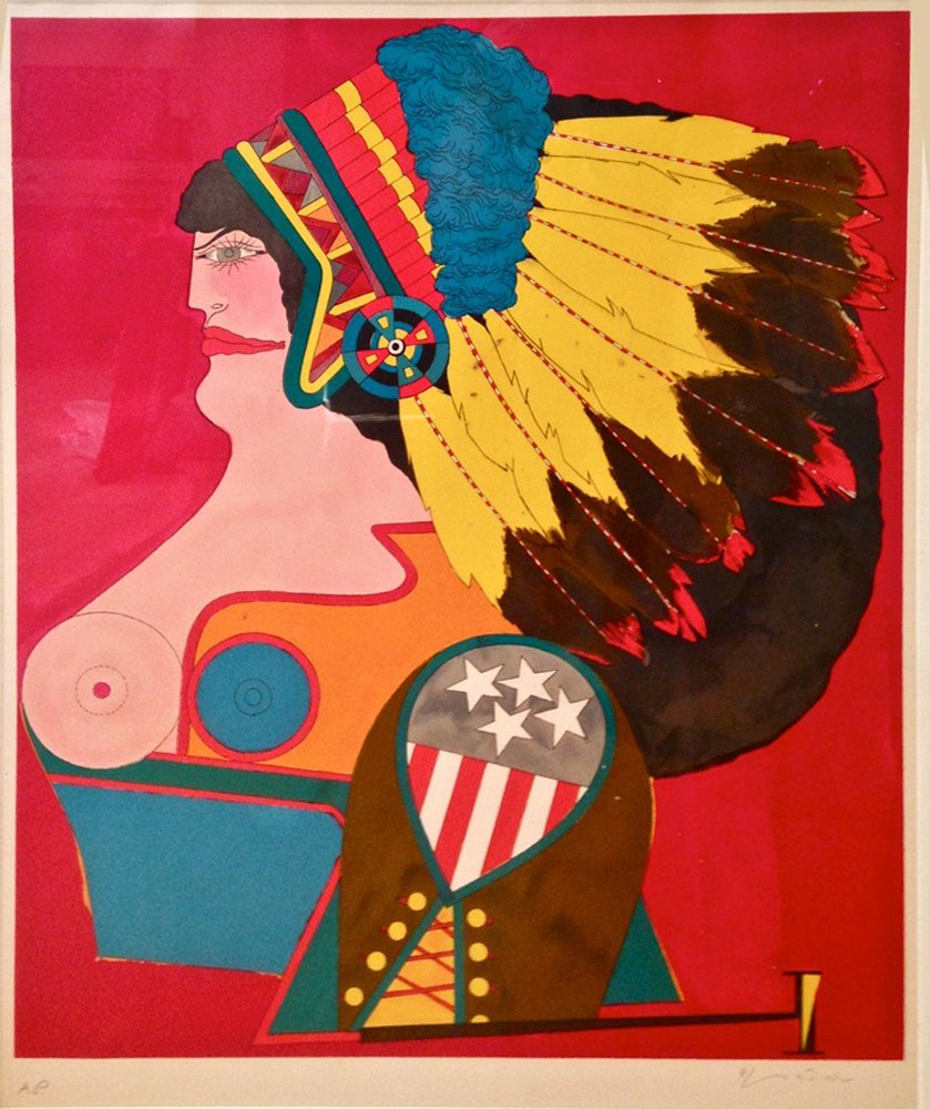 Lindner, "Miss American Indian," Lithograph: Richard Lindner (German/American, 1901-1978), "Miss American Indian," lithograph on paper, circa 1969, marked Artist's Proof lower left, signed lower right. Provenance: From a California collection.