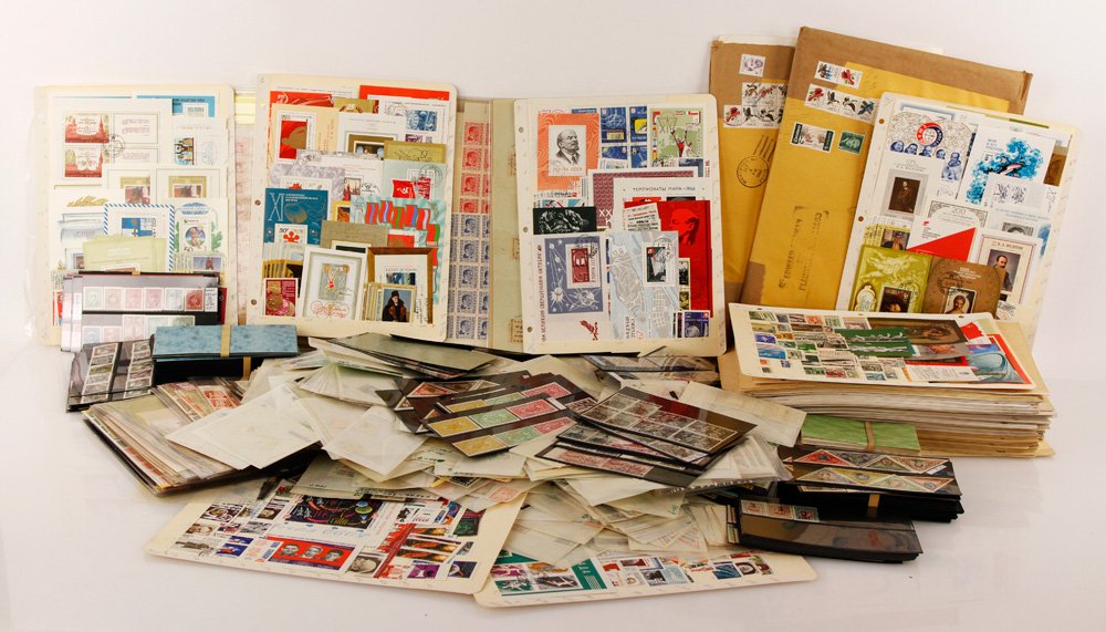 Lot of Lithuanian, Estonian, and Russian Stamps: Large lot of Lithuanian, Estonian, and Russian stamps, to include many uncut sheets, over 1000 stamps. Provenance: MA estate.