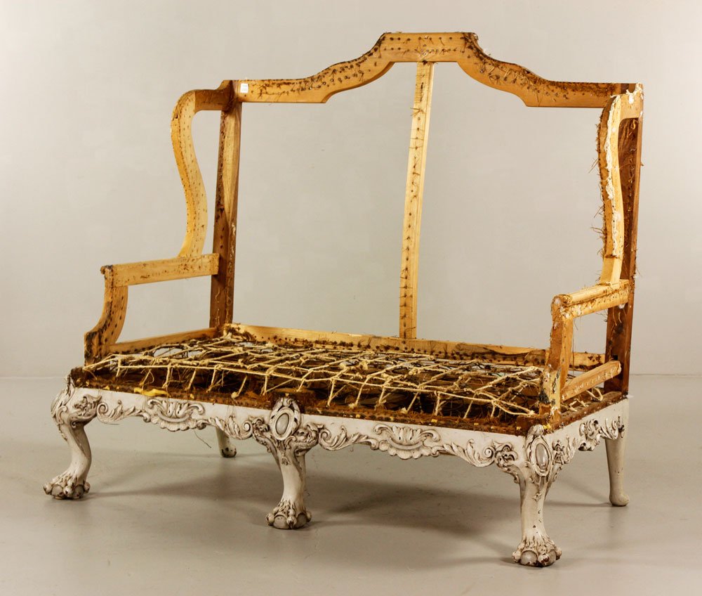Early 20th C. Italian Settee: Early 20th century Italian high back settee, 48" h x 57" w x 29" d. Provenance: MA estate.