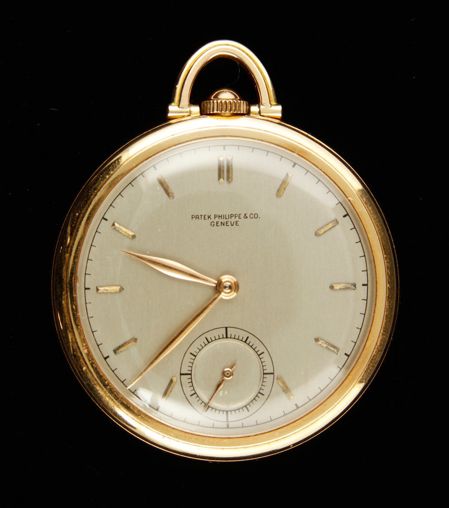 18K Gold Patek Philippe Pocket Watch: Patek Philippe & Co. 18K gold pocket watch, with open face, 18 jewels, serial 880358, 1 3/4"dia, approximately 55 grams TW (including movement). Provenance: From a Massachusetts estate.