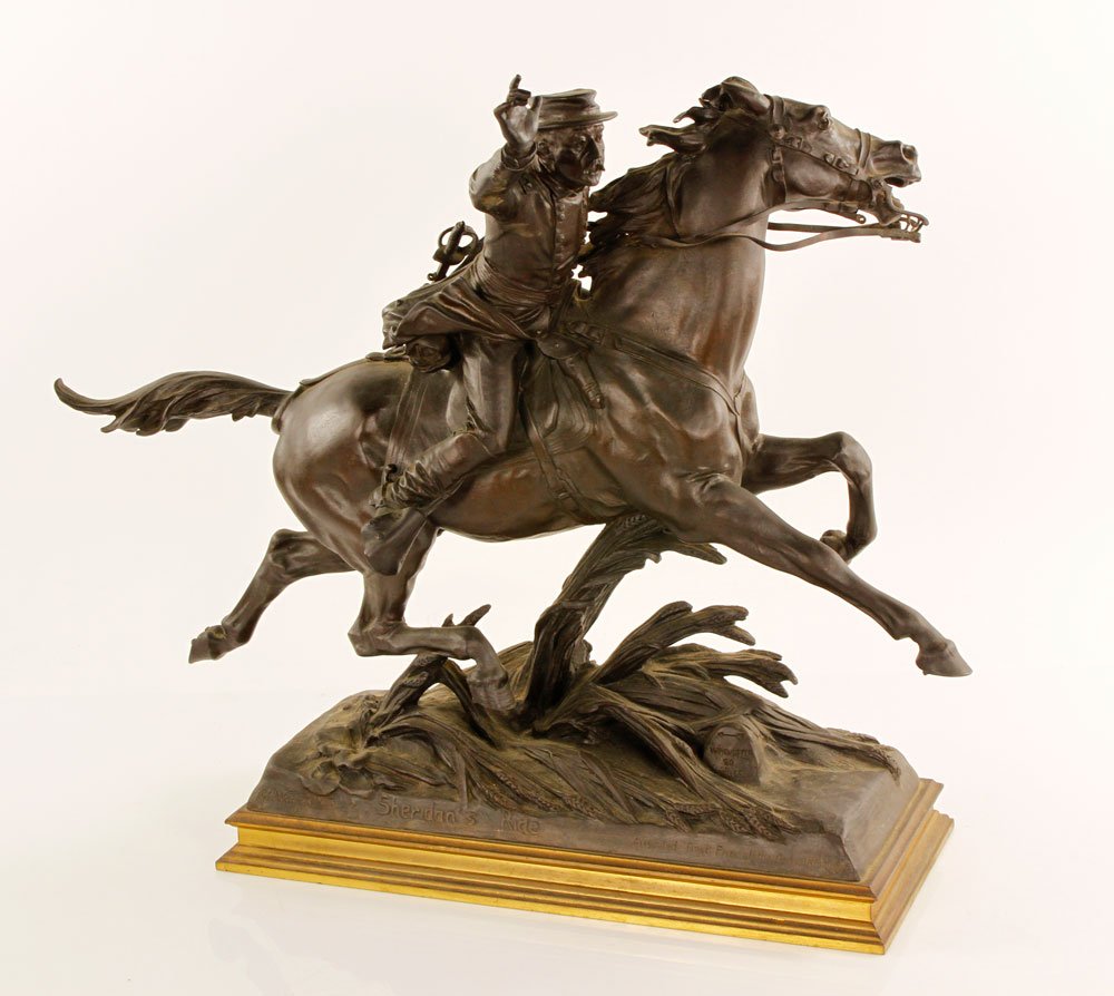 Wagner Sr., "Sheridan's Ride," Bronze: George Wagner Sr., "Sheridan's Ride," bronze, stamped Tiffany & Company design, awarded as first prize, 16 1/4" h x 17 1/2" w. Provenance: MA estate.