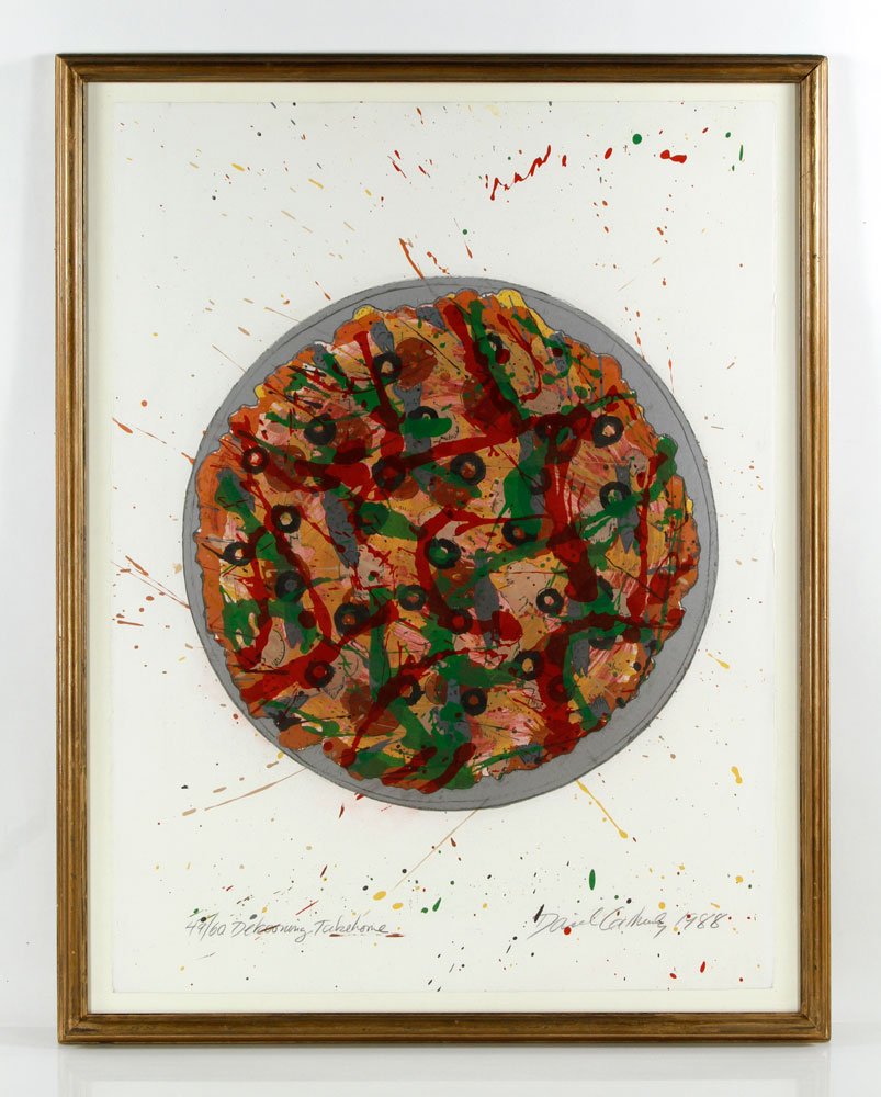 Gilhooly, "DeKooning Takeout", Lithograph: David Gilhooly, "DeKooning Takeout", color lithograph, signed. Provenance: From a NY estate.
