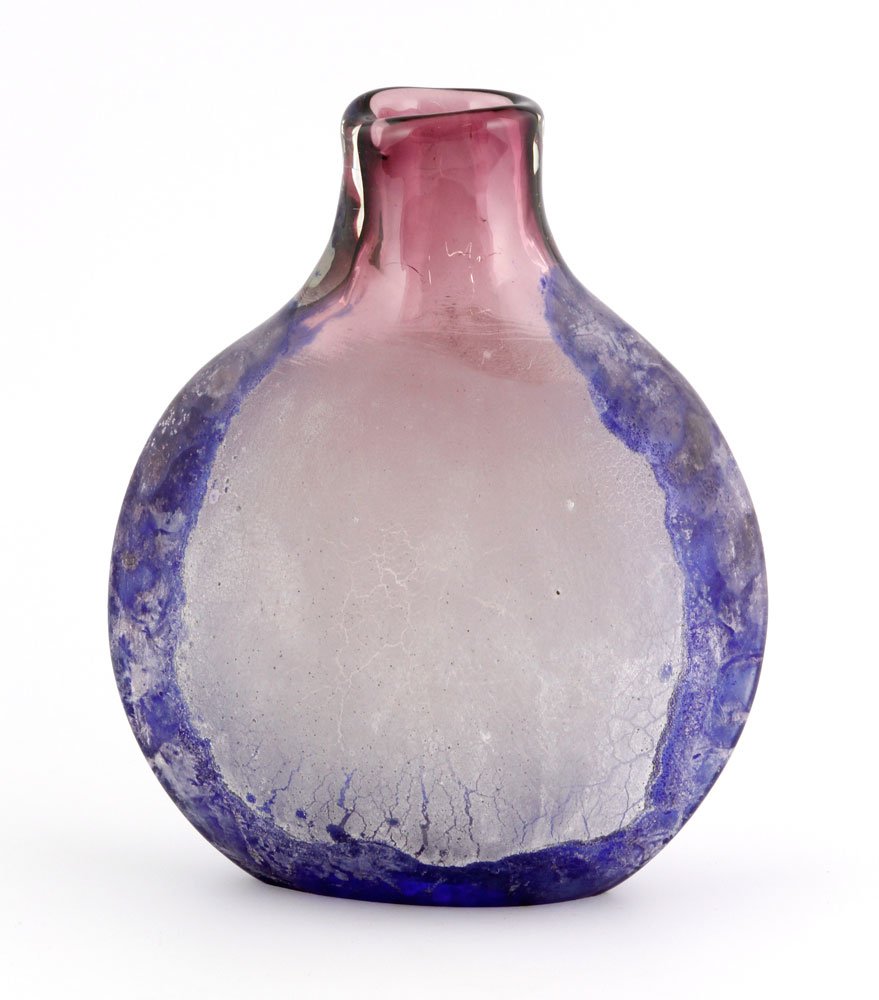 Barbini for Murano Scavo Vase: Alfredo Barbini for Murano, Scavo vase/bottle, signed underside "Barbini Murano", circa 1960s, Italian, with remnants of original paper label noting #a.40284, 8 1/2" x 7" x 3". Provenance: From a MA e