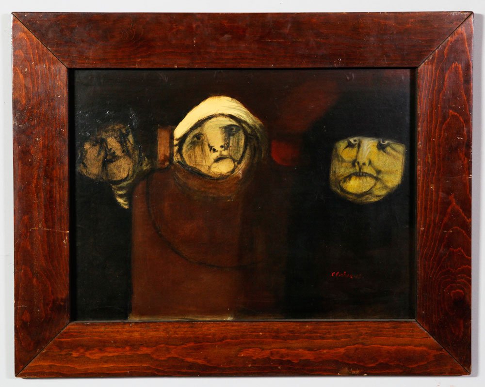 Olachea, "Enajenados", Print: Carlos Olachea (Mexican Artist), "Enajenados", print, signed lower right and dated "65", 16" x 22", 23" x 29" (frame).