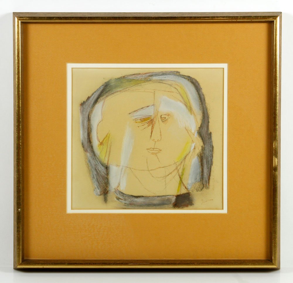 Cubist Drawing, Mixed Media: Cubist drawing, mixed media, signed illegibly, 8 1/4" h x 8 3/4" w (view), 15" h x 15 1/4" w (frame). Provenance: From a Massachusetts estate.