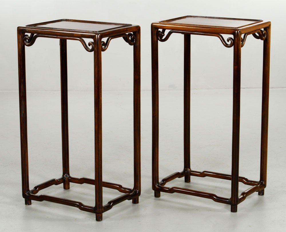19th C. Pair of Chinese Tables: Pair of tables, China, 19th century, rosewood, 30" h x 16" w x 12" d.