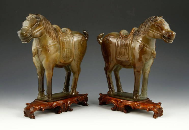 Pr. Antique Chinese Jade Horses