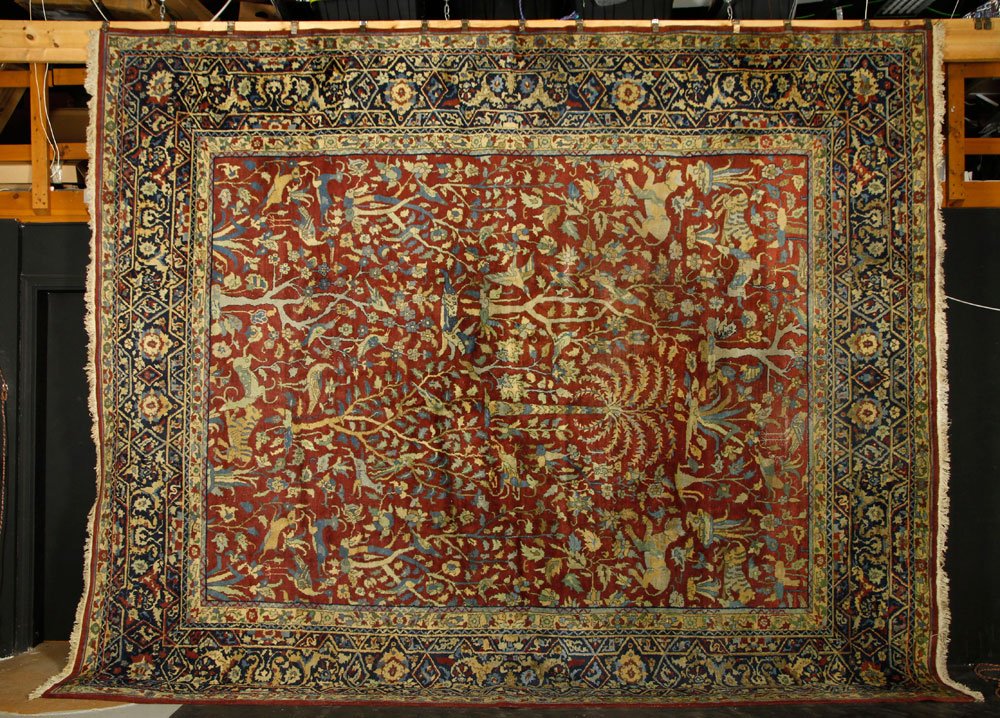 Antique Indian Agra Carpet: Antique Indian Agra carpet, 14' 7" x 11'. Provenance: From the estate of A. V. G. Hacyshlavn, Watermill, South Hampton, NY.