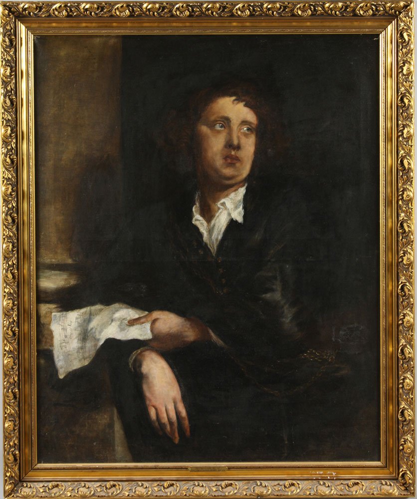 Attr. Von Max, Portrait of Felix Mendelssohn, O/C: Attributed to Gabriel Cornelius Von Max (1840-1915), portrait of Felix Mendelssohn, oil on canvas, unsigned, 40 1/2" h x 32 1/2" w (view), 45 1/2" h x 37 3/4" w (frame).