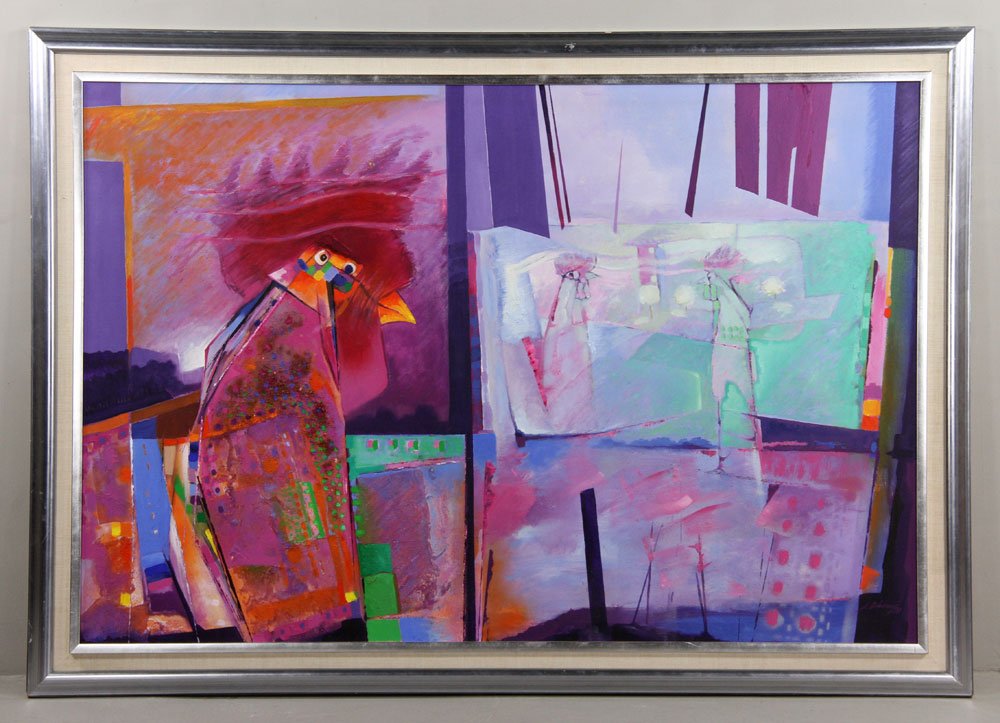 Ochoa, Oil and Sand on Canvas: Jorge Ochoa (Mexican, b. 1950), oil and sand on canvas, 35 1/2"h x 52"w (view). Provenance: From a CA estate, B. Lewis Galleries, Palm Springs, CA.