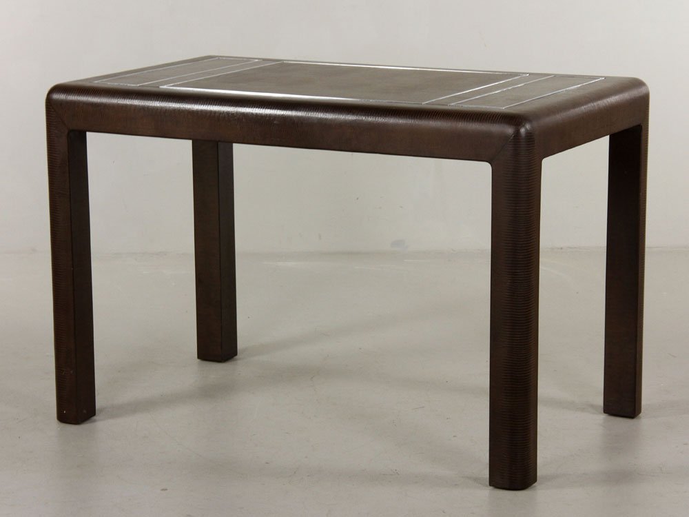 Attrb. Springer Game Table: Attributed to Karl Springer game table, no visible marks or labels with original backgammon pieces and game surface. Provenance: From a MA estate.