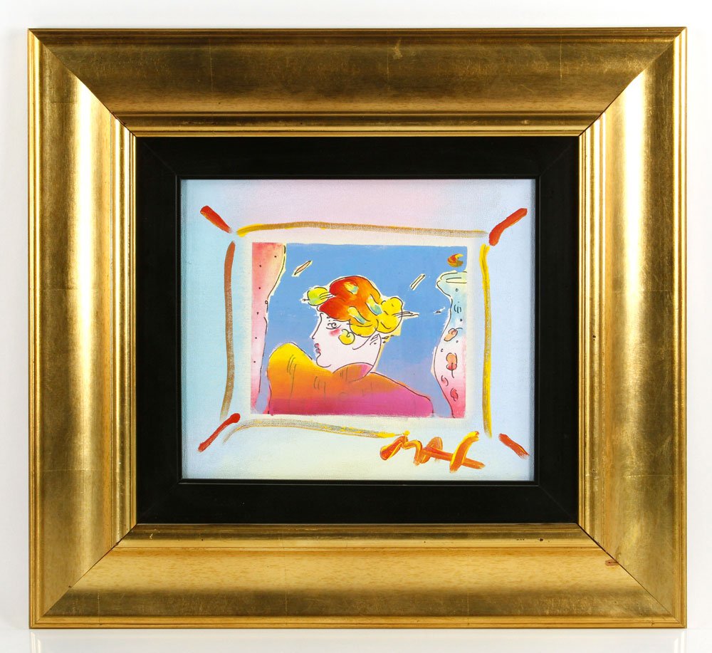 Max, Portrait, M/M: Peter Max, portrait, mixed media, signed lower right, 9 1/2"h x 11"w, 12 1/2" x 16". Provenance: From a FL estate.