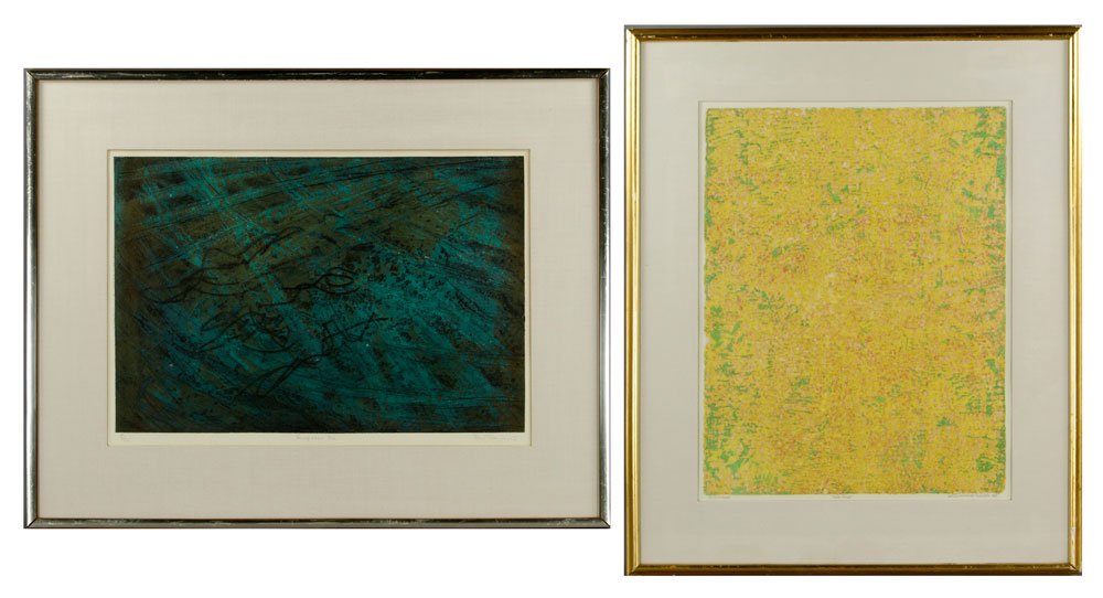 Tornero, "Rose Field," and Haytei Prints: Sergio Gonzalez Tornero (Chilean, born 1929), "Rose Field" print, dated 1965 and signed in pencil, 18"h x 14"w (view), 25"h x 21"w (frame); S. W. Haytei, Sargasso Sea, print, 1962, editioned 5/50, 13"