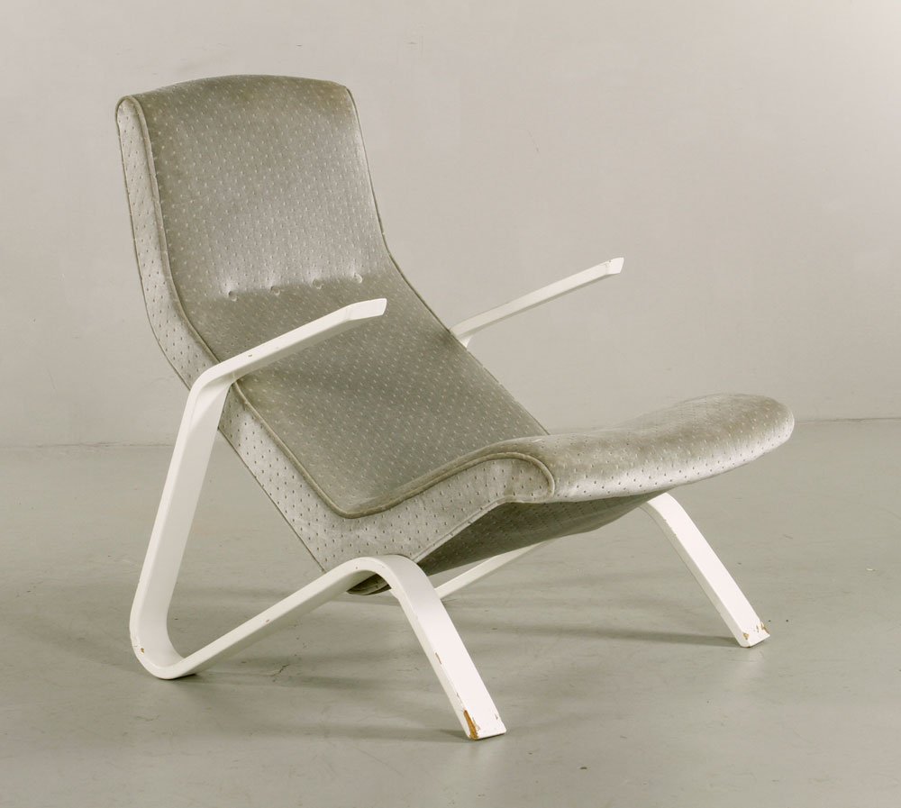 Saarinen for Knoll Chair: Eero Saarinen for Knoll grasshopper chair, 34"h x 28 1/2"w x 36"d. Provenance: From a FL estate.