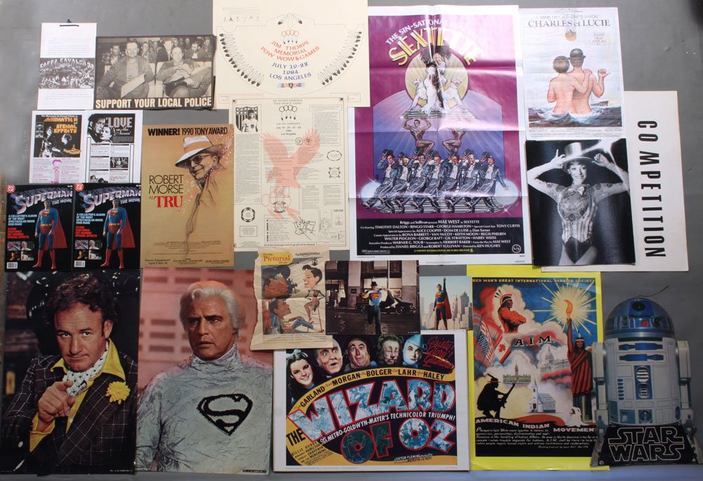 Collection of Movie Posters, Flyers and Photographs: Collection of movie posters, advertising flyers, and promotional photographs of Julie Andrews, Gene Hackman, and others, eighteen items total, largest 30" h x 20" w.