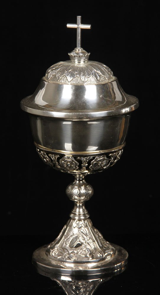Spanish Colonial Holy Water Vessel: Spanish Colonial Holy Water vessel, 15" h x 7" dia. Provenance: Unreserved collection of Mrs. Jackie Pearson of San Diego, California.