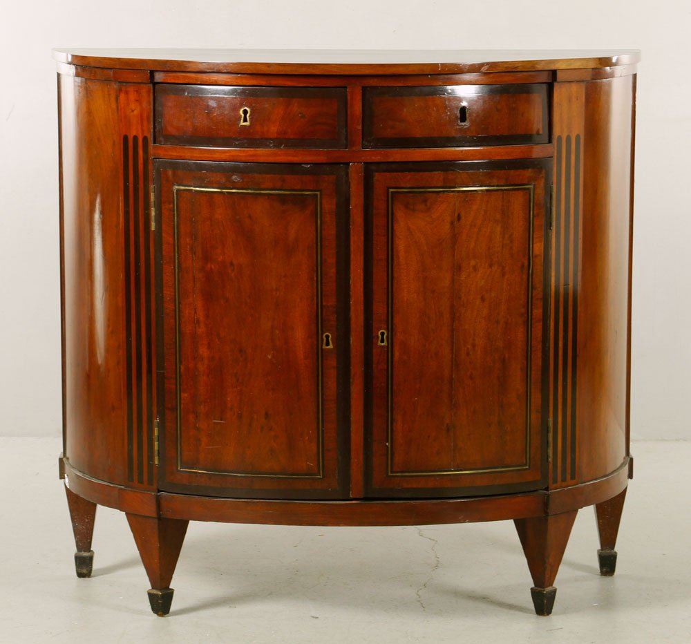 Hepplewhite Style Mahogany Cabinet: Hepplewhite style cabinet, mahogany, 49" h x 42 3/4" w x 21" d. Provenance: From Mary Alchim Estate.