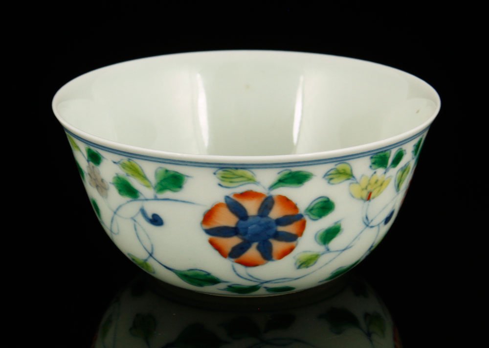 Chinese Dou Glazed Porcelain Cup: Chinese Dou glazed cup, porcelain, Ming Chenhun mark on base, 1 1/2"h x 3 1/4"dia. Provenance: MA estate.