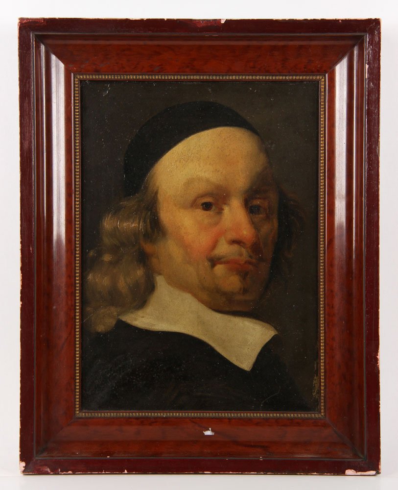 Bol, Dutch Clergyman, O/C: Ferdinand Bol (1616-1680), portrait of a Dutch clergyman, oil on canvas, signed lower left, 14" x 10 1/4" (view), 19 1/4" x 15 1/4" (frame).