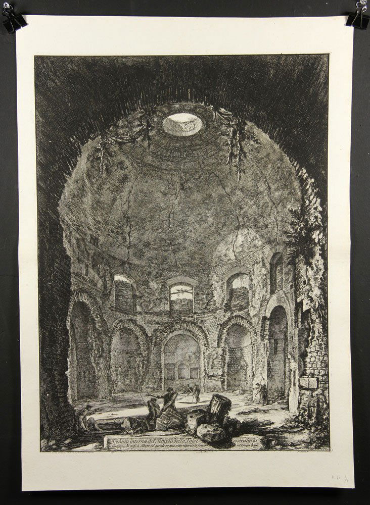 Piranesi, Venduta interna del Tempio della Tosse,: Giovanni Battista Piranesi (Italian 1720-1778), Venduta interna del Tempio della Tosse, etching, 1764, Hind 70, Focillon 775, state: Hind II/V, 29 1/4"h x 20 1/2"w (sheet), 24 3/4"h x 18 1/4"w (plate)