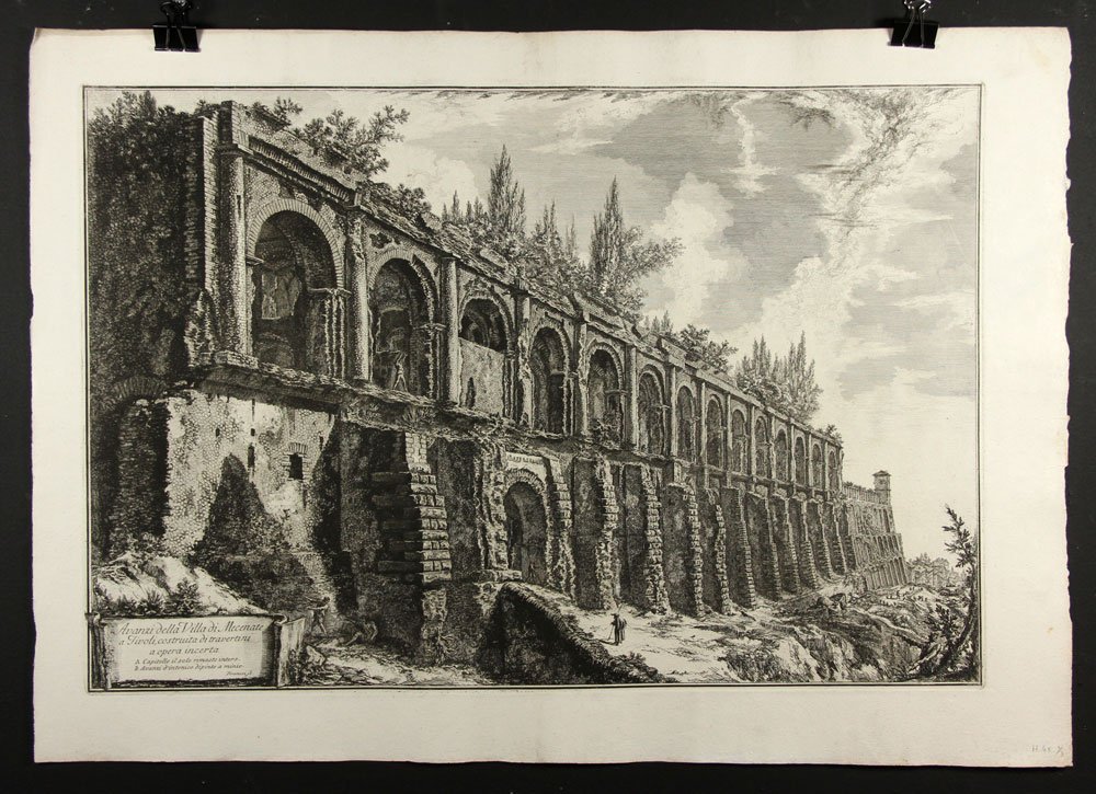 Piranesi, Avanzi della Villa di Mecenate a Tivoli,: Giovanni Battista Piranesi (Italian 1720-1778), Avanzi della Villa di Mecenate a Tivoli, etching, 1763, Hind 65, Focillon 768, state: Hind I/III, 21 1/2"h x 30 1/2"w (sheet), 18"h x 26 1/2"w (plate). 