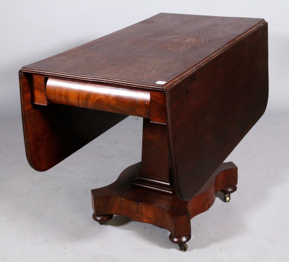 Empire Style Drop Leaf Table: Empire style drop leaf table, 30"H x 41 1/2"W x 20 3/4" (closed), 50 3/4" (open).