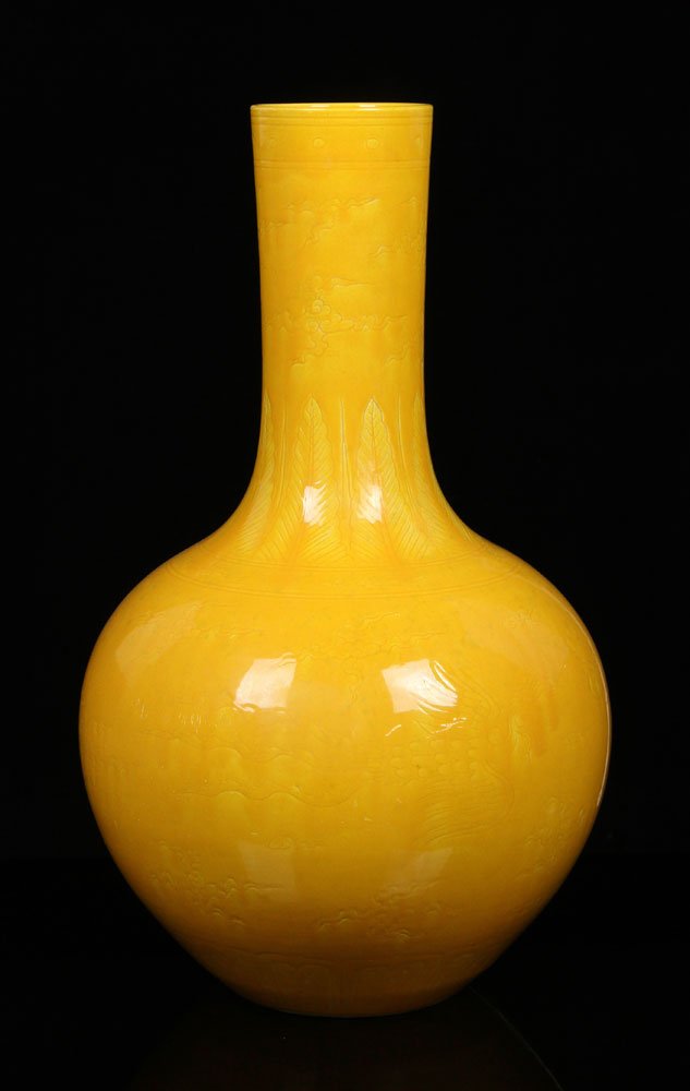 Chinese Yellow Glazed Bottle Vase, Porcelain Jul 12, 2015 Kaminski