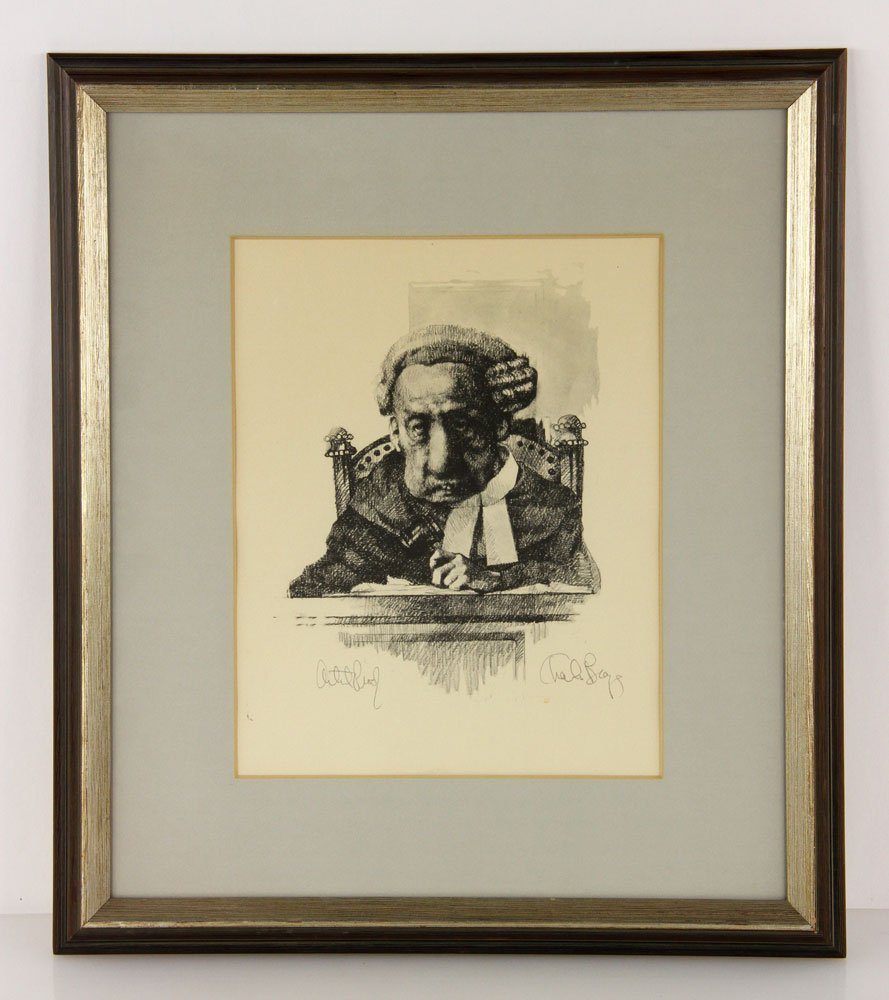Bragg, The Judge, Lithograph: Charles Bragg American (Los Angeles, Born 1931), The Judge, en grisaille lithograph, signed and noted “Artist’s Proof” in pencil. Provenance: From the unreserved estate of a prominent Los Angele