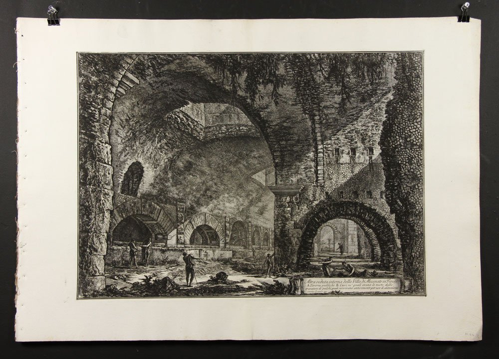 Piranesi, "Altra Veduta Interna della Villa di Mecenate: Giambattista Piranesi, "Altra veduta interna della Villa di Mecenate in Tivoli,"1767 etching, of Vedute di Roma, ref: Focillon 770, Hind I/IV, first Paris edition, 21 1/2" h x 31 1/2" w (sheet), 16 1/