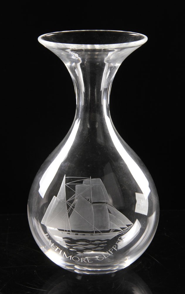 Steuben Glass Baltimore Clipper Carafe: Steuben glass Baltimore Clipper carafe, 10" h. Provenance: From a New Hampshire estate.