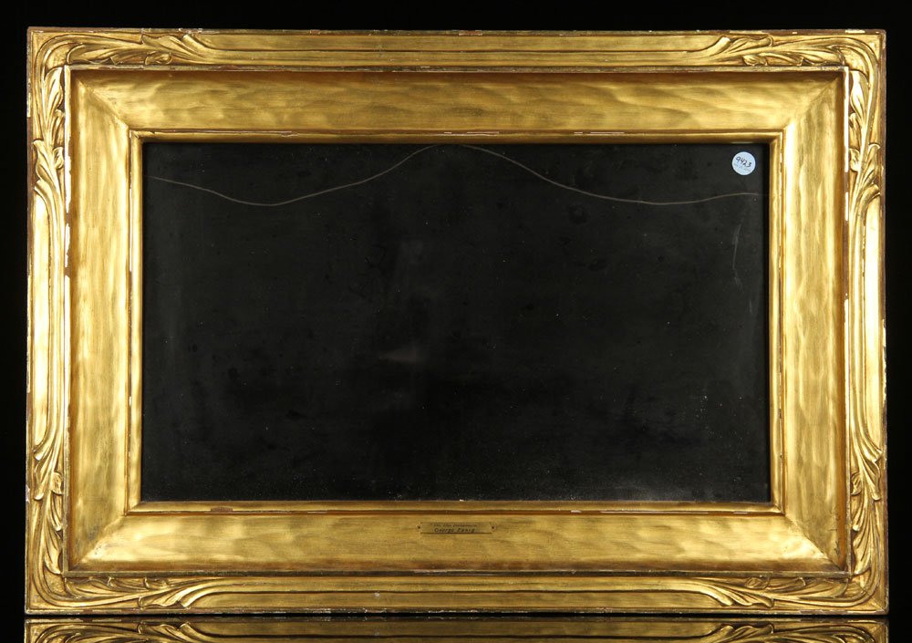 Newcomb Macklin Gold Leaf Frame: Rare Newcomb Macklin frame, gold leaf, with hand carved opening, 25" h x 36 3/4" w. Provenance: From a Florida estate.
