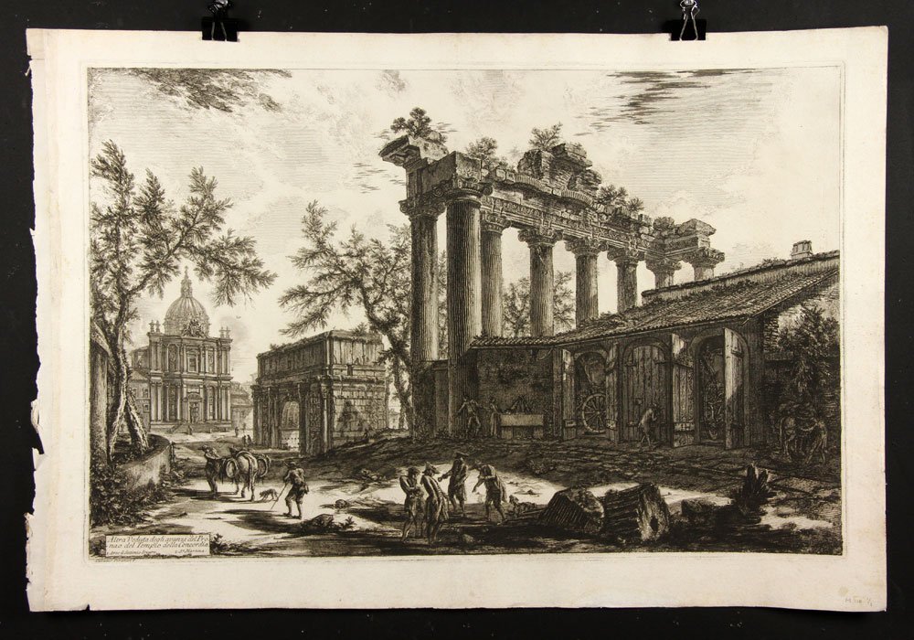 Piranesi, Veduta del Tempio detto della Concordia,: Giovanni Battista Piranesi (Italian 1720-1778), Veduta del Tempio detto della Concordia, etching, 1774, Hind 109, Focillon 829, state: Hind I/III, from Vedute di Roma, 1st Paris edition, 21 1/2" h x 3