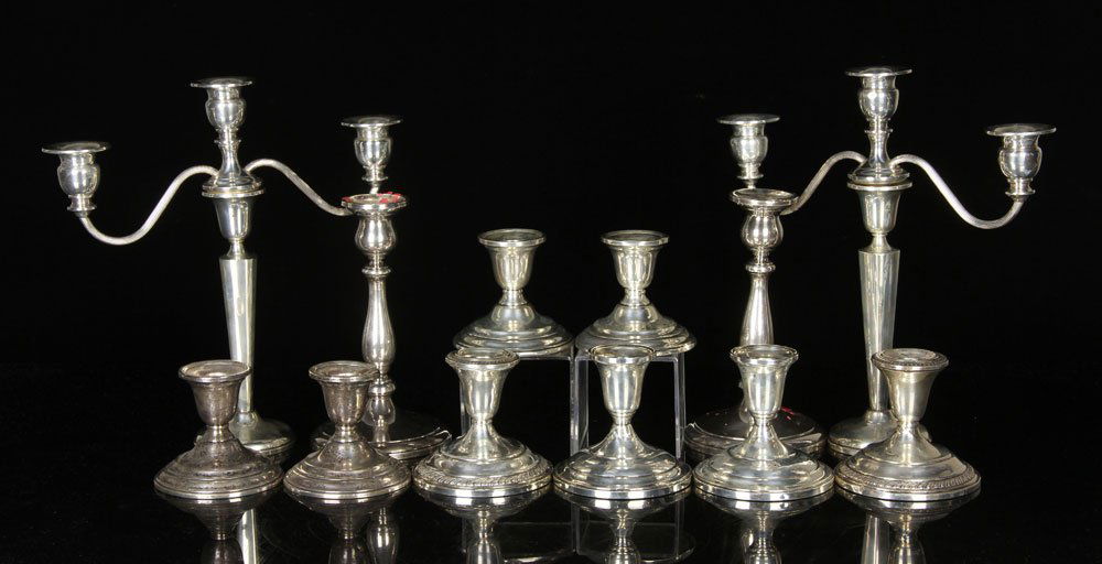 6 Prs. Weighted Sterling Candlesticks (1 of 4)