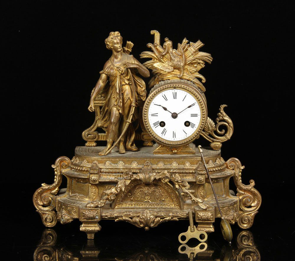 19th C. French Bronzed Metal Figural Clock (1 of 7)