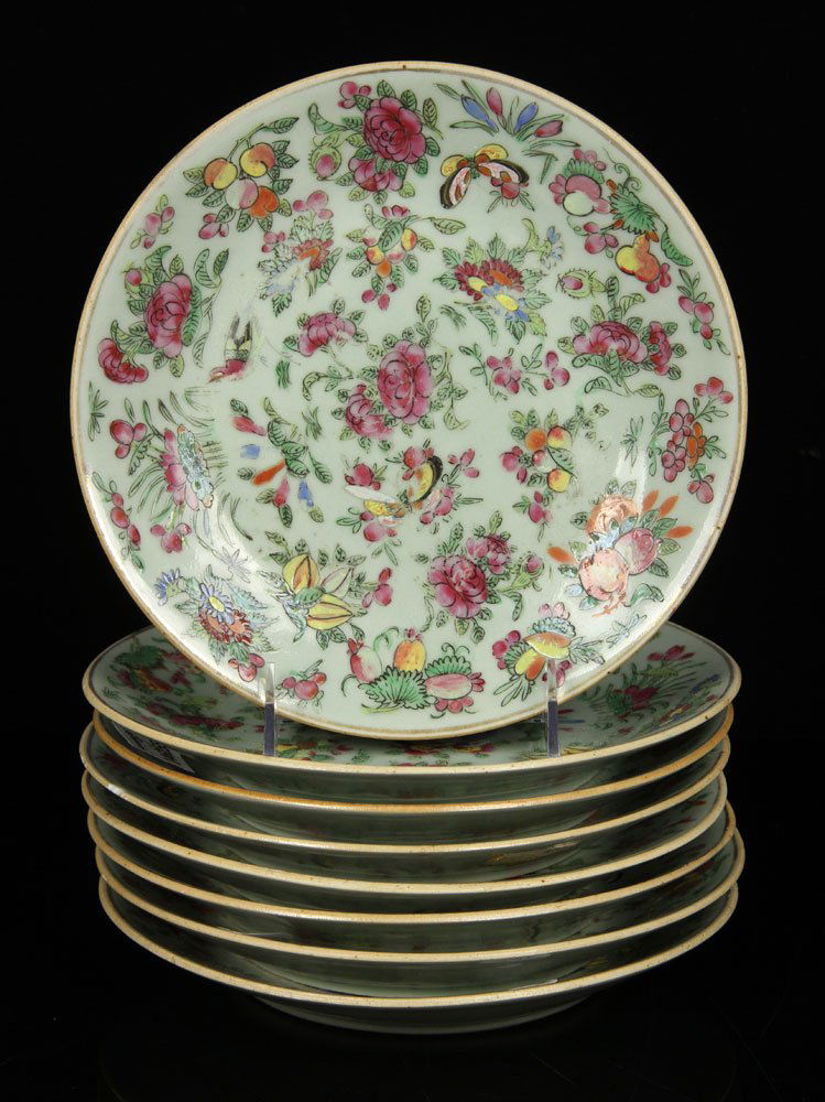 Eight 19th C. Chinese Celadon Plates (1 of 4)