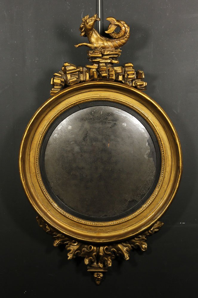 19th C. Federal Gilt Wood Convex Mirror (1 of 5)