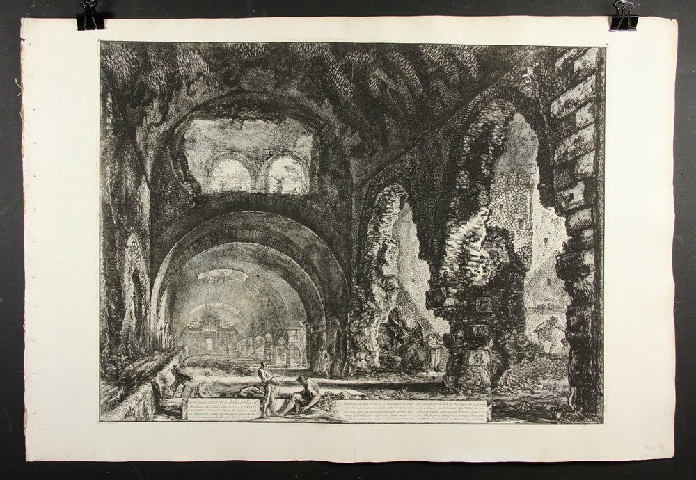 Piranesi, Venduta interna della Villa di Mecentate,: Giovanni Battista Piranesi (Italian 1720-1778), Venduta interna della Villa di Mecentate, etching, 1766, Hind 78, Focillon 760, state: Hind III/V, 21 1/2"h x 31 1/2"w (sheet), 18"h x 27 1/2"w (plate).