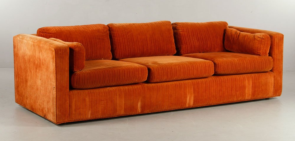 1960's Style Orange Upholstered Sofa (1 of 5)