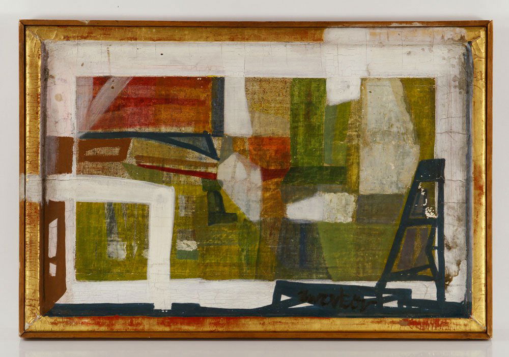 Manner of Tworkov, Abstract, O/C: In the manner of Jack Tworkov, abstract, oil on canvas mounted on panel, signed "Tworkov" lower right, Moisio Photography calling card verso, 14 1/2" h x 22" w (view), 15 1/4" h x 22 1/2" w (frame). P